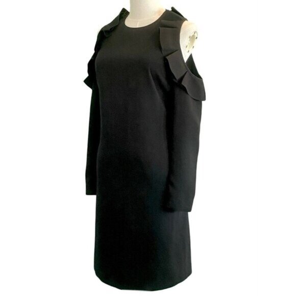 Ted Baker London Siiara Ruffle Frill Cold Shoulder Long Sleeve Dress Size 6 - Picture 2 of 7